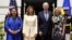 President Joe Biden and first lady Jill Biden post with Ukrainian first lady Olena Zelenska (second left) and Ukraine's ambassador to the United States, Oksana Markarova, at the White House on July 19.