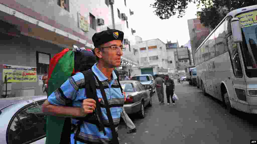 Pilgrims like Bosnian pilgrim Senad Hadzic, who began his nearly 6,000-kilometer march to Mecca in December, arrive from all over the world for the event. (AFP PHOTO/FAYEZ NURELDINE)