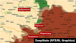 Мирноград на мапі DeepState станом на 20 квітня