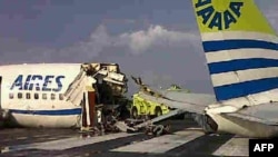 The wreckage of the Aires jet