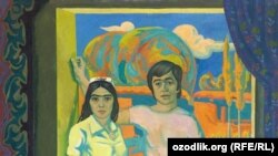 Uzbekistan - photo named The Two on the Threshold drawn by Uzbek artist Shuhrat Abdurashidov