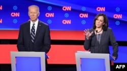 Senatoarea Kamala Harris și fostul vicepreședinte al Statelor Unite, Joe Biden, s-au confruntat în competiția internă a Partidului Democrat