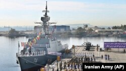 Iranian naval forces inaugurate Iranian new domestically made destroyer Sahand in southern port of Bandar Abbas, December 1, 2018