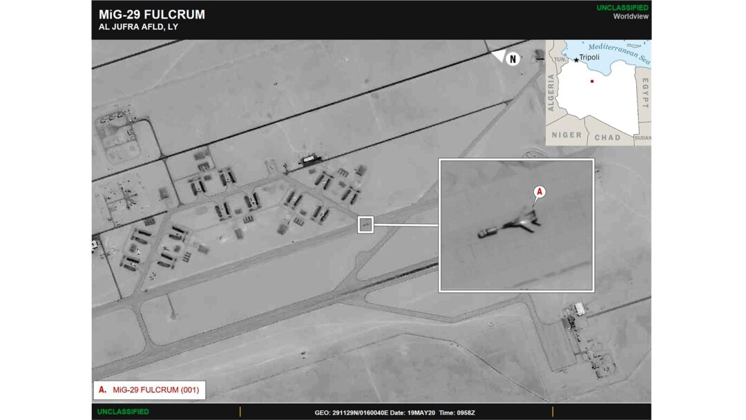 Спутниковое фото AFRICOM, на котором видны российские МиГ-29 на авиабазе "Аль-Джуфра" Халифы Хафтара