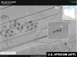 Спутниковое фото AFRICOM, на котором видны российские МиГ-29 на авиабазе "Аль-Джуфра" Халифы Хафтара
