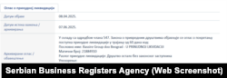 Oglas na sajtu Agencije za privredne registre, da se briše firma "Bassire Group"