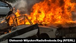 Пожежа внаслідок вибуху автомобіля, архівне фото