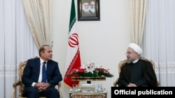 Iran - President Hassan Rouhani meets with Armenian Prime Minister Hovik Abrahamian, Tehran, 20Oct2014.