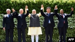 BRICS leaders at the 2016 summit in Goa, India.