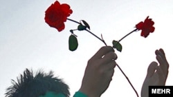 An opposition supporter during protests in Tehran last June