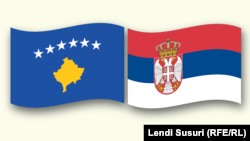 Знамиња на Косово и на Србија