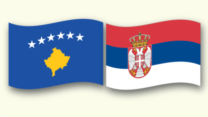 Flamuri i Kosovës dhe ai i Serbisë. Ilustrim.
