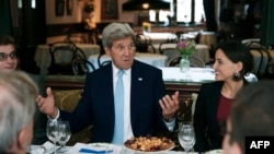 John Kerry (C) attends a meeting with representatives of local youth in Tbilisi, July 6, 2016