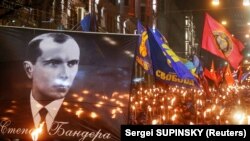 Sa komemoracije povodom 111. godišnjice rođenja lidera Organizacije ukrajinskih nacionalista Stepana Bandere, u Kijevu 1. januara 2020.