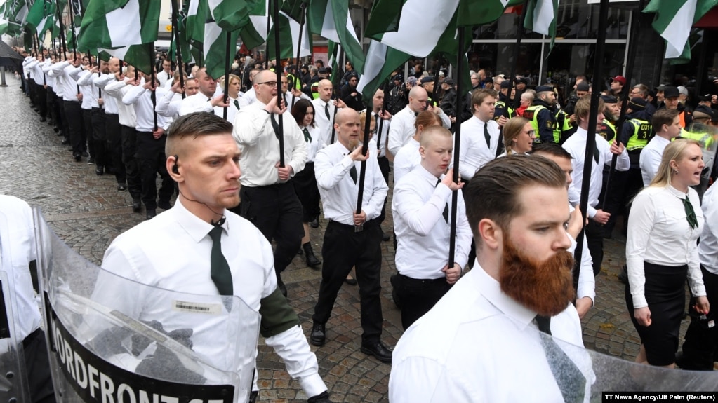 Марш участников неонацистского Движения сопротивления. Швеция, город Лудвика, 1 мая 2018 года