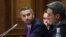 Armenia - Speaker Ruben Rubinian (left) chairs a session of the Armenian parliament, Yerevan, August 17, 2026.