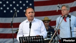 Armenia - Prime Minister Hovik Abrahamian delivers a speech during an Independence Day reception at the U.S. Embassy in Yerevan, 2Jul2014.