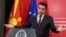 Macedonian Prime Minister Zoran Zaev gives a press conference in Skopje on October 19.