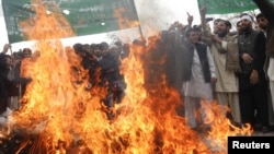 The killing of 16 Afghan civilians in Kandahar Province prompted anti-U.S. rallies, such as this protest in Jalalabad Province on March 13.