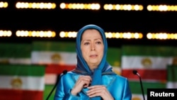 Maryam Rajavi, president-elect of the National Council of Resistance of Iran (NCRI), delivers a speech during their gathering in Villepinte, near Paris, France, June 30, 2018. REUTERS/Regis Duvignau