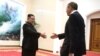 Russian Foreign Minister Sergei Lavrov (right) meets with North Korean leader Kim Jong Un in Pyongyang.