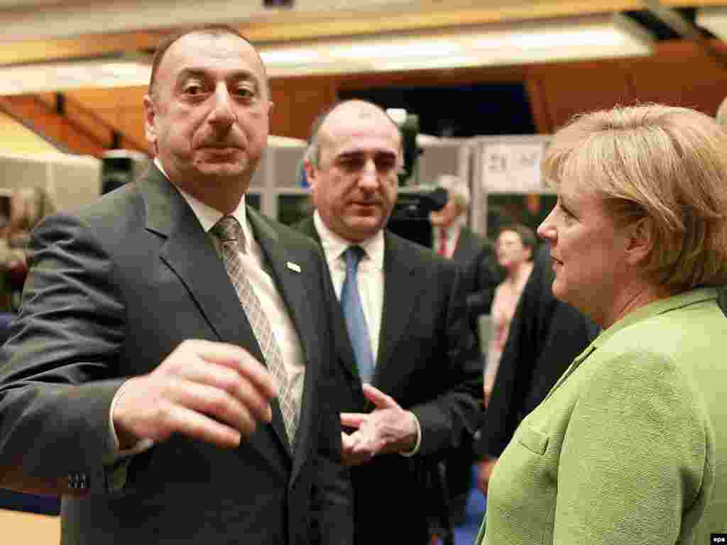İlham Əliyev, Elmar Məmmədyarov və Almaniya kansleri Angela Merkel