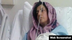 Human Rights Defender Narges Mohammadi, in an earlier photo showing her in a hospital bed. April 2019
