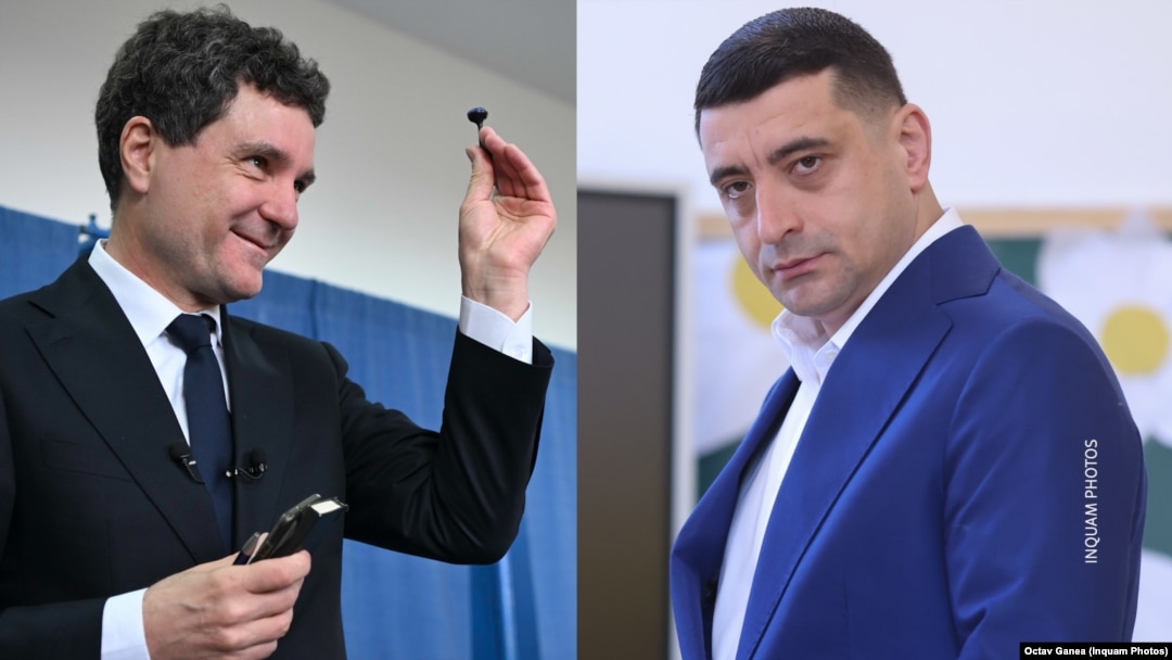 Nicușor Dan (în stânga) și George Simion, cei doi contracandidați din finala alegerilor prezidențiale, au votat duminică dimineață.