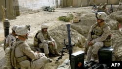 U.S. Marines at a forward operating base in Mian Poshteh in Afghanistan's Helmand Province