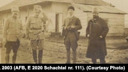 Lt. Curanica, col. Nicolae Stoicescu, căp. Walther v. Stockar, dl Alimăneștianu la Șipote, februarie 1918