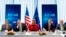BELGIUM -- (L-R) U.S. Energy Secretary Rick Perry, U.S. Secretary of State Mike Pompeo, EU foreign policy chief Federica Mogherini, EU Commission Member Miguel Arias Canete and EU Commission Vice President Maros Sefcovic. File photo