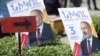 Armenia - Campaign posters of Prime Minister Nikol Pashinian's Civil Contract party are displayed during a pre-election rally in Echmiadzin, June 7, 2021.