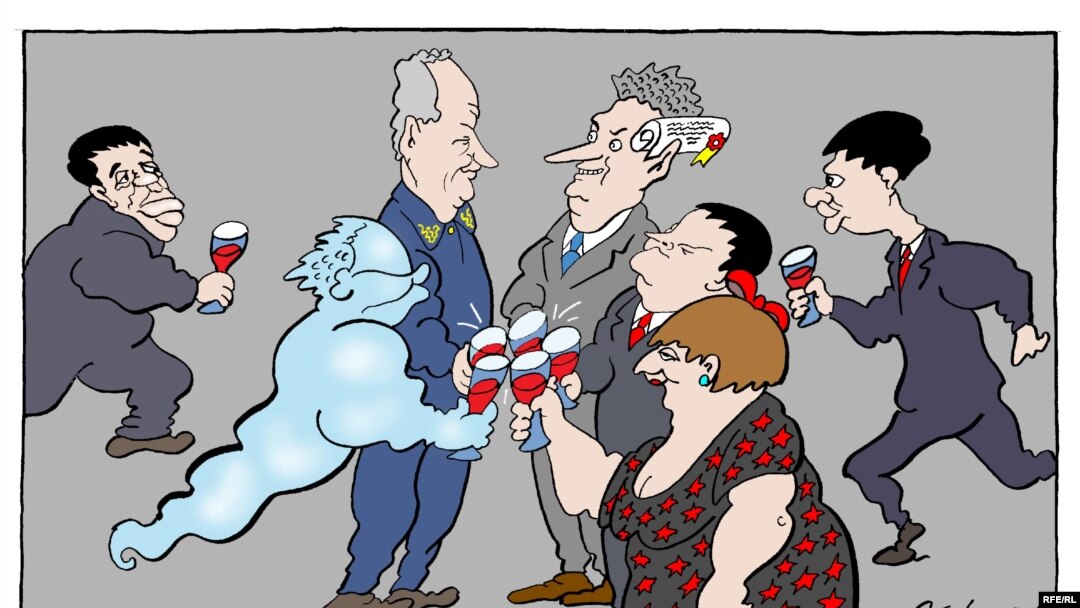 Karikatura "Slavljenici" Predraga Koraksića Coraxa