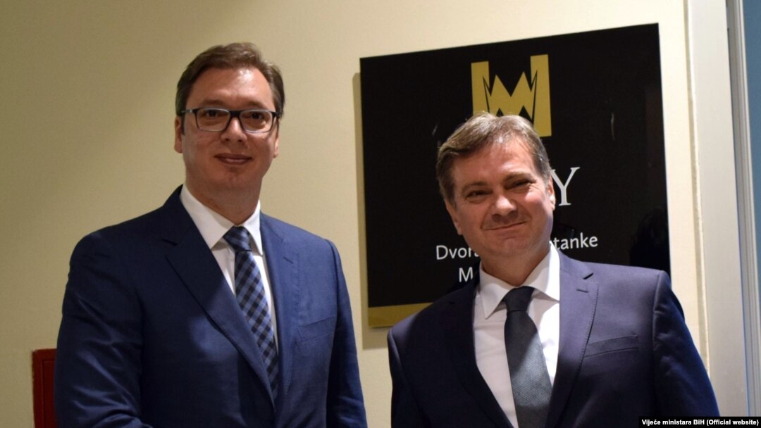 Aleksandar Vučić i Denis Zvizdić, u Mostaru, aprila 2017.