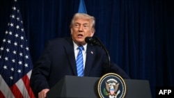 Президент США Дональд Трамп під час пресконференції з президентом України Володимиром Зеленським після переговорів у резиденції Трампа Мар-а-Лаго, штат Флорида, 28 грудня 2025 року