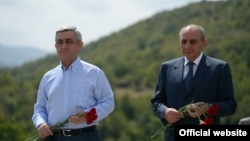 Президенты Армении и Нагорного Карабаха в селе Чапар Мартакертского района, 1 сентября 2014 г.