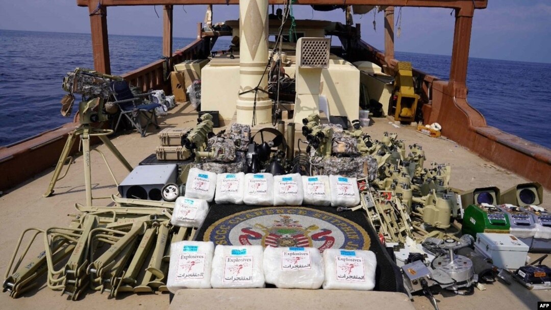 A photo released by CENTCOM on February 15 shows a shipment it said was of Iranian weapons destined for Yemen's Huthi rebels that the navy seized from a vessel in the Arabian Sea on January 28.