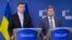 European Commission Vice President Valdis Dombrovskis (left) and Ukraine's Finance Minister Oleksandr Danyliuk in Brussels in September