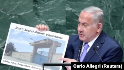 Israeli Prime Minister Benjamin Netanyahu addresses the 73rd session of the United Nations General Assembly at U.N. headquarters in New York, U.S., September 27, 2018