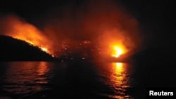 A forest fire on the Greek island of Hydra (file photo) 