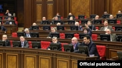 Armenia - Deputies from the ruling Republican Party attend a parliament session, 9Feb2012.