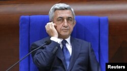 France -- Armenian President Serzh Sarkisian attends a debate at the Parliamentary Assembly of the Council of Europe in Strasbourg, October 2, 2013