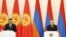 Кыргызстандын президенти Садыр Жапаров жана Армениянын премьер-министри Никол Пашинян. Ереван, Армения. 18-октябрь, 2026-жыл.