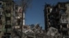 An image shows a destroyed building in the Ukrainian town of Bilozerske, Donetsk region, on September 4.
