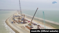 Строительство Керченского моста, архивное фото
