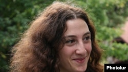Armenia -- Civic activist Mariam Sukhudian after a police interrogation on October 21, 2009.
