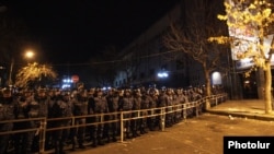 Armenia - Riot police block a street leading to the Central Election Commission, Yerevan, 7Dec2015.