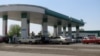 Turkmenistan. Petrol station on the way from Ashgabat to Mary. Gas. Cars. April 2018