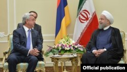 Iran - Iranian President Hassan Rouhani meets with his Armenian counterpart Serzh Sarkisian in Tehran, 6Aug2017.