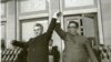 21 mai 1978. Nicolae Ceauşescu şi Kim Ir Sen la mitingului prieteniei româno-coreene cu prilejul vizitei oficiale întreprinse de Ceauşescu în R.D.P. Coreea. (20-23.V.1978) Fototeca online a comunismului românesc, cota: 163/1978